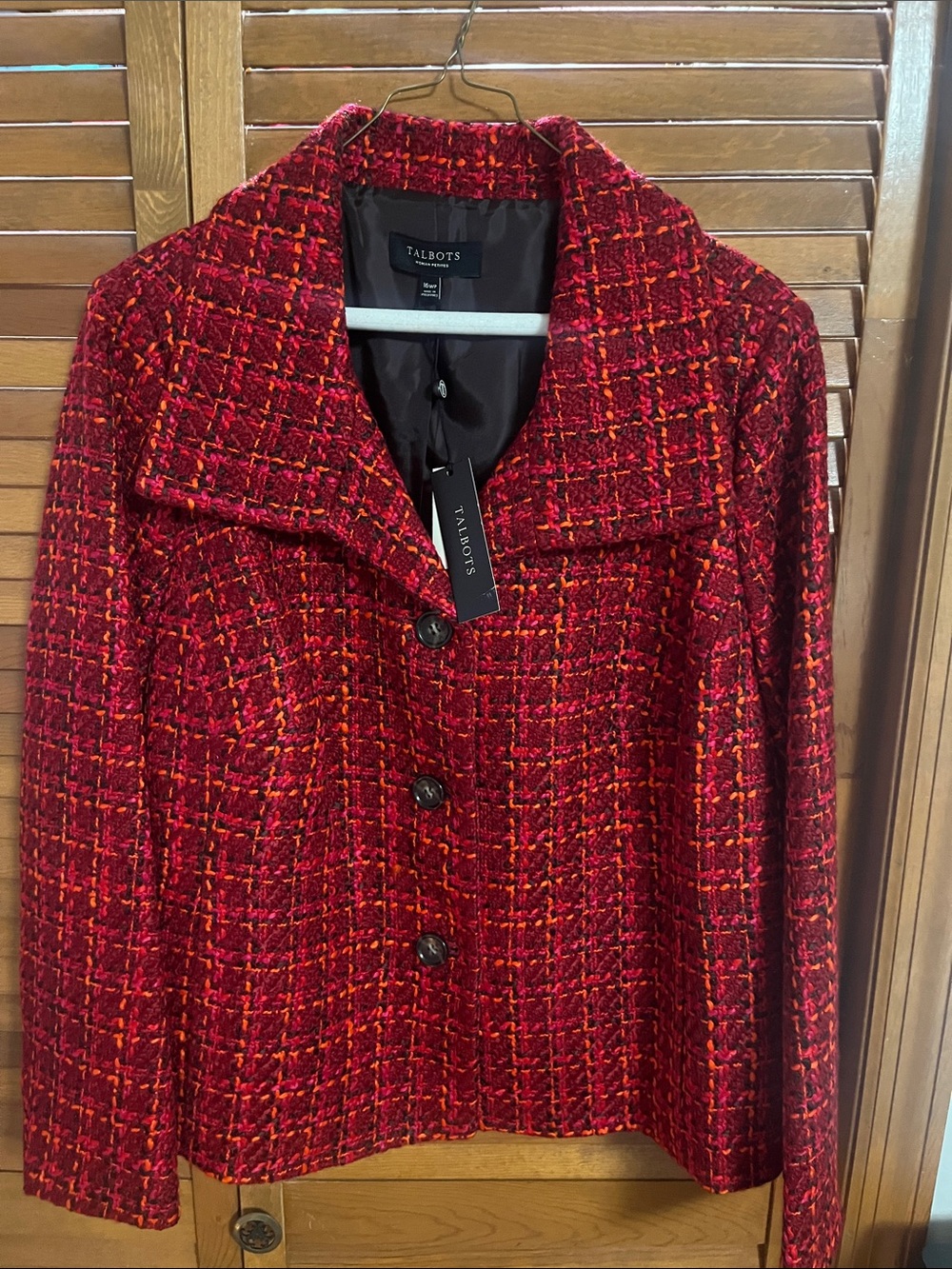 Talbots Red Tweed Button-Front Blazer Jacket NWT Size 16WP